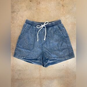 Very J Distressed Faux Denim Shorts